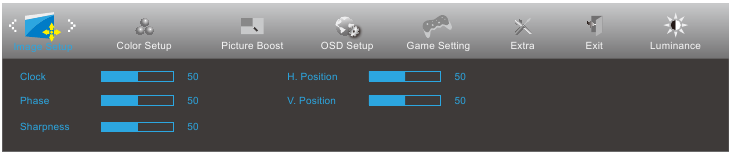 Aanpassen - OSD-instelling - Beeldinstelling