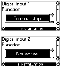 Scherm met opties voor digitale ingangen.
