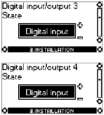 Scherm met statusopties voor digitale ingangen/uitgangen.