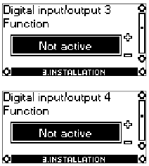 Scherm met functieopties voor digitale ingangen/uitgangen.