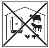 Gebruik de omvormer niet waar er een verhoogd risico is op schade door boerderijdieren