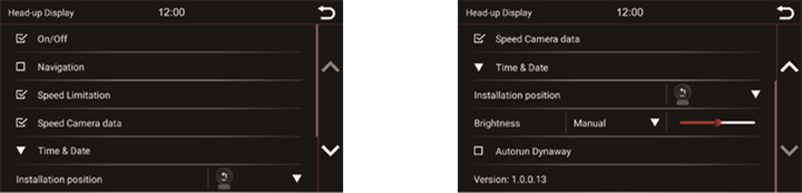 Menu Head-updisplay