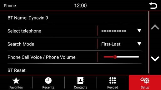 Telefoonmenu - Setup
