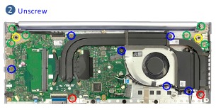 HOOFD BOARD (met thermische module) en VENTILATOR Demontage - Stap 2