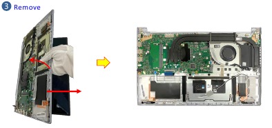 HOOFD BOARD (met thermische module) en VENTILATOR Demontage - Stap 3