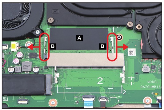 DIMM-module verwijderen - Stap 1