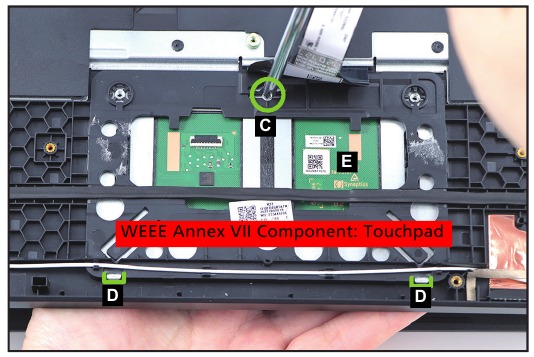 Touchpadmodule verwijderen - Stap 4