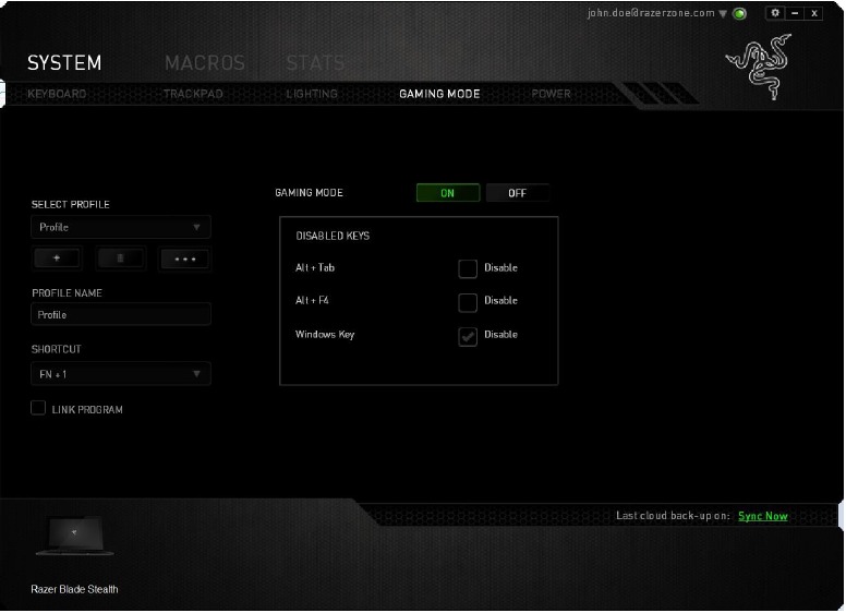 JE APPARAAT CONFIGUREREN - Gaming Modus Tabblad