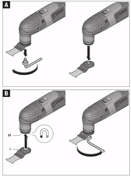 Het inzetgereedschap/de accessoires monteren/vervangen
