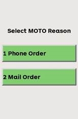 Terminalscherm waarin het type MOTO-transactie wordt geselecteerd