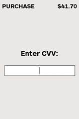 Terminalscherm waarin de CVV wordt ingetoetst