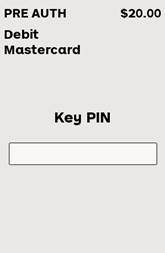 Terminalscherm waarop de klant wordt gevraagd zijn pincode in te voeren