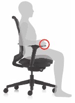 Armpads om de armdiepte en -breedte te verstellen