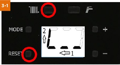 Invoer rookgasafvoerlengte - Stap 1 - Ga naar het TSP-menu