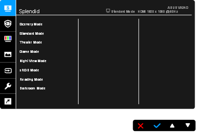 OSD-menu (On-Screen Display) - Stap 1