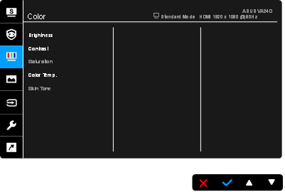 OSD-menu (On-Screen Display) - Stap 4