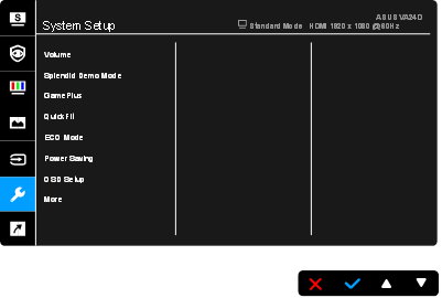 OSD-menu (On-Screen Display) - Stap 7
