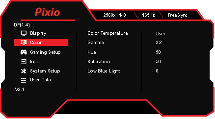 OSD-menu - Kleur