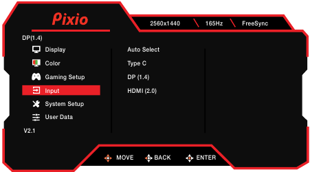 OSD-menu - Invoer