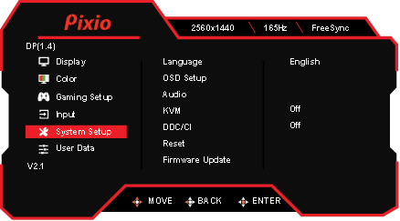 OSD-menu - Systeeminstellingen