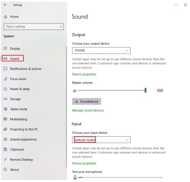 Configuratiescherm geluid