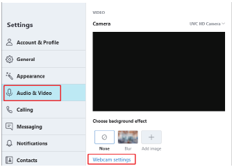 Beeldparameters aanpassen in Skype - Stap 1