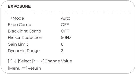ON-SCREEN DISPLAY (OSD) MENU - EXPOSURE