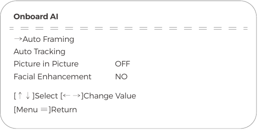 ON-SCREEN DISPLAY (OSD) MENU - ONBOARD AI