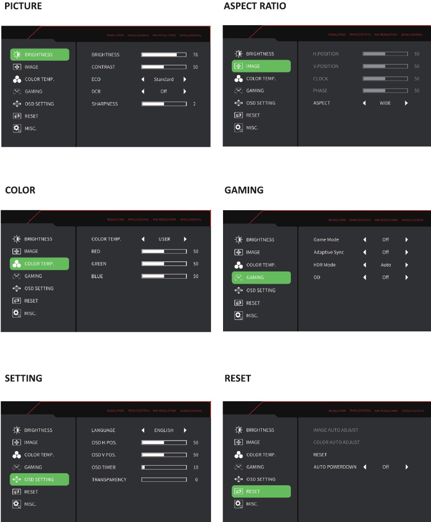 Introductie van het On Screen Display (OSD)-menu
