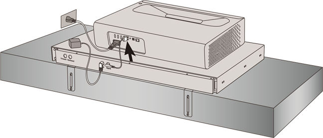 De projector aansluiten op de Sliding Tray - Stap 1