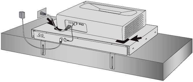 De projector aansluiten op de Sliding Tray - Stap 4