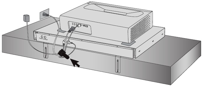 De projector aansluiten op de Sliding Tray - Stap 5