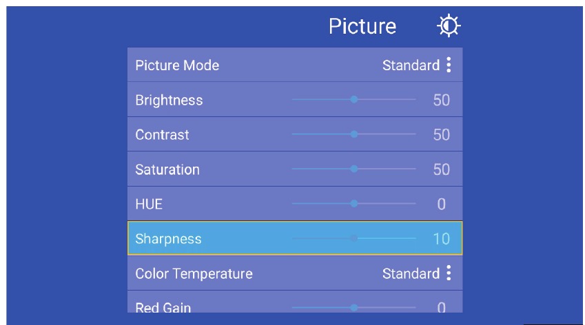 SETTINGS MENU (INSTELLINGENMENU) - PICTURE SETTING (BEELDINSTELLING) - Stap 1