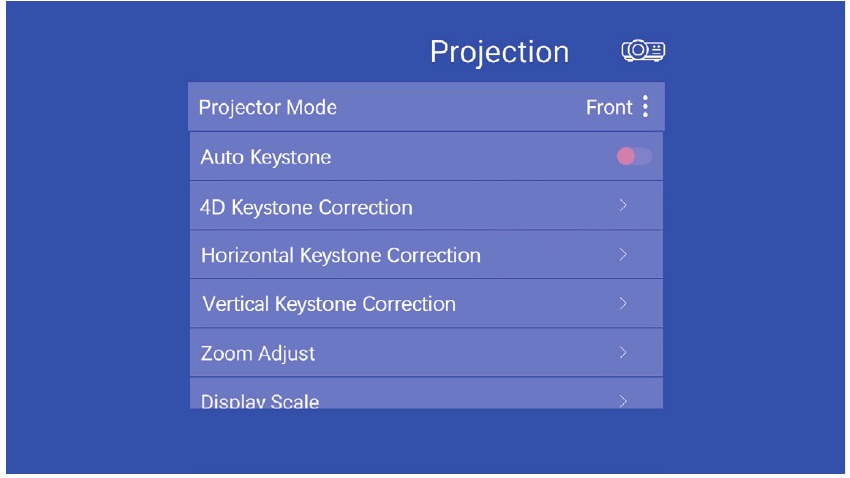SETTINGS MENU (INSTELLINGENMENU) - PROJECTION (PROJECTIE)
