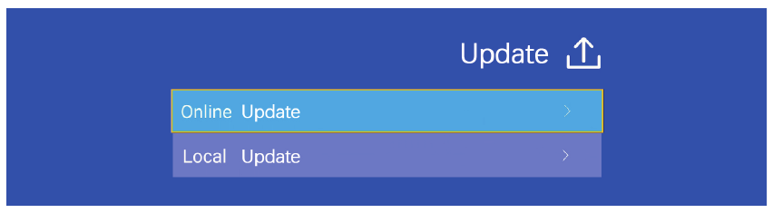 SETTINGS MENU (INSTELLINGENMENU) - UPDATE SETTINCS (UPDATE-INSTELLINGEN)