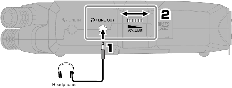 Een hoofdtelefoon aansluiten en het volume aanpassen