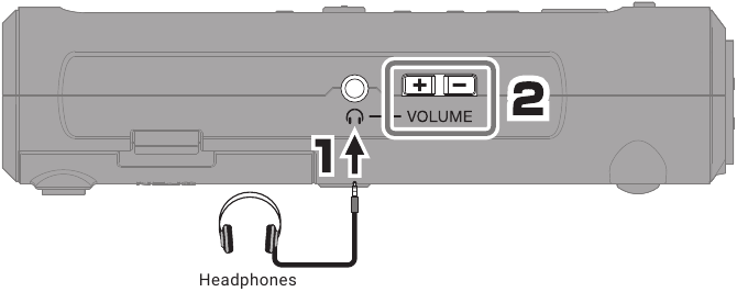 Een hoofdtelefoon aansluiten en het volume aanpassen