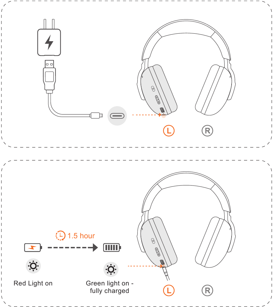 De headset opladen