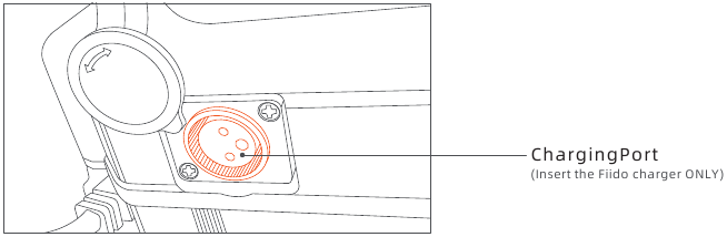 Functiebeschrijving - Locatie van de oplaadpoort van de batterij