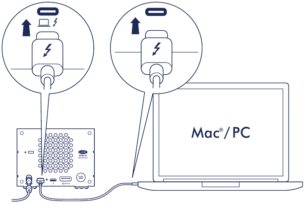 Snel aan de slag - Stap 2 - Sluit de Thunderbolt-kabel aan