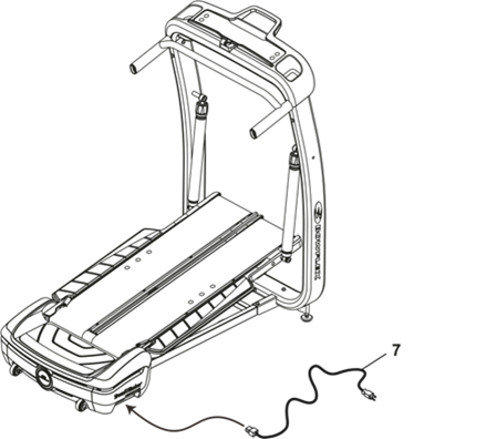 Sluit het netsnoer aan op de Treadle Assembly