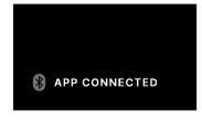 Blauw Bluetooth-logo + 'APP VERBONDEN'