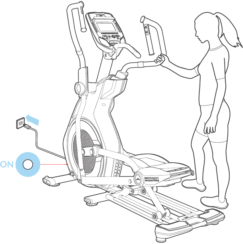 Begin uw workout - Stap 1 - Steek de stekker in het stopcontact en zet het apparaat aan
