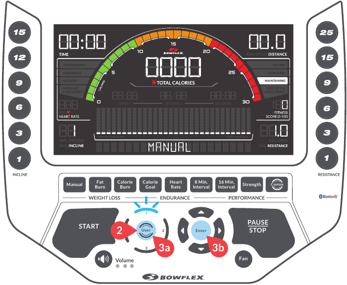 Begin uw workout - Stap 2 - Druk op de User button