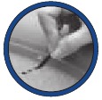 Dip strip in water, shake off excess