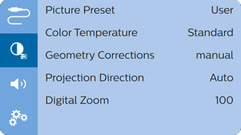 Projector systeeminstellingen - Beeldopties