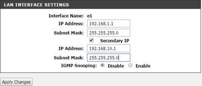 LAN-interface-instellingen - Stap 1