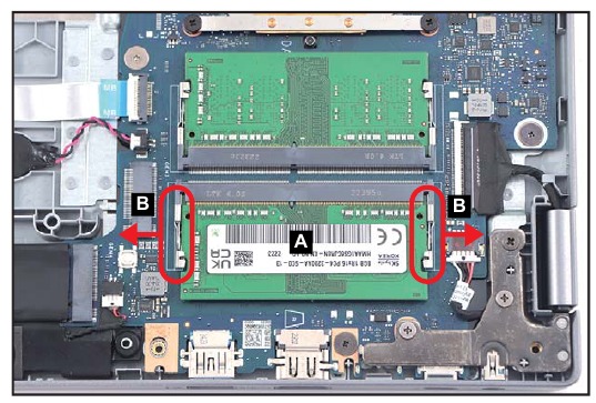 DIMM-modules verwijderen - Stap 1