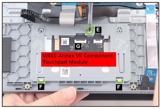 Touchpadmodule verwijderen - Stap 6