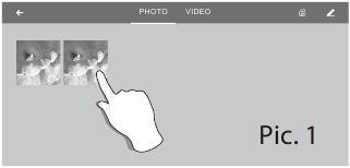 Sla de foto/video op in het mobiele app-album - Stap 1